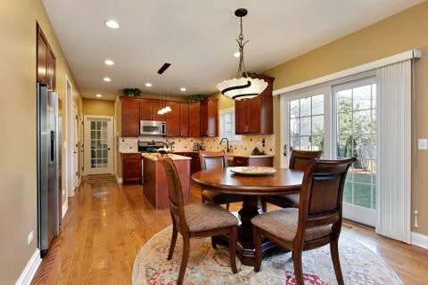 Kitchen with round table Stock Photos