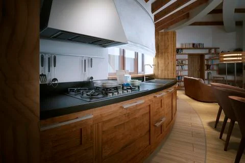 Kitchen rustic style Stock Illustration