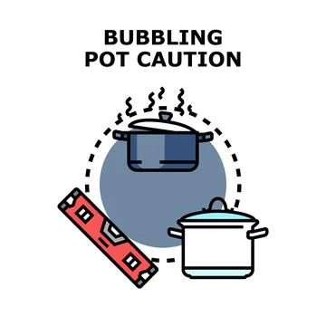Kitchen safety with bubbling pot and construction level concept Stock Illustration