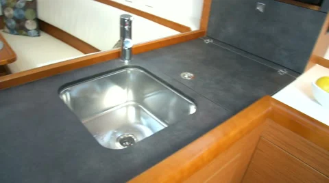 Kitchen on a sailing boat  Stock Footage 41687693