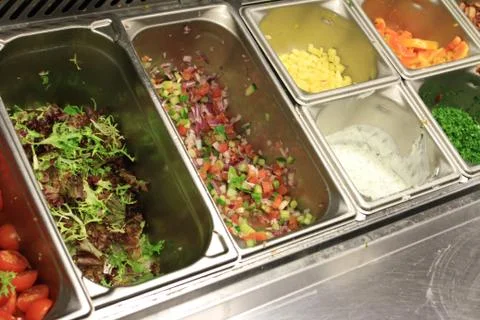 Kitchen salad prearation bar Foto stock