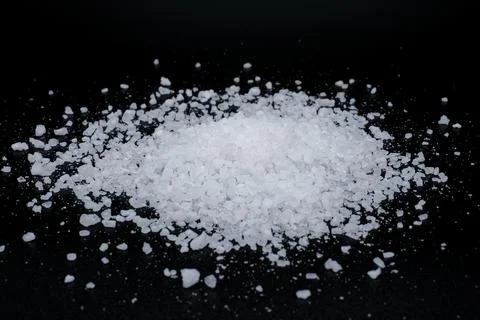 Kitchen salt grain,cooking ingredient, unhealty hypertensive eat,sodium chloride Stock Photos