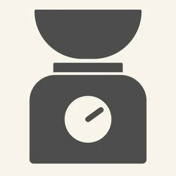 Kitchen scale with bowl solid icon. Kitchen measuring device symbol, glyph style Stock Illustration