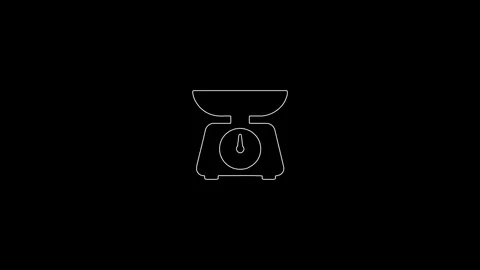 Kitchen scale drawing animation on black background Vídeo Stock 346884799