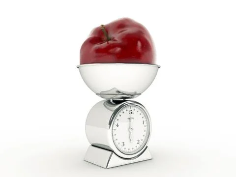 Kitchen scale with giant apple Stock Illustration