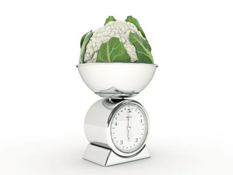 Kitchen scale with giant cauliflower Stock Illustration