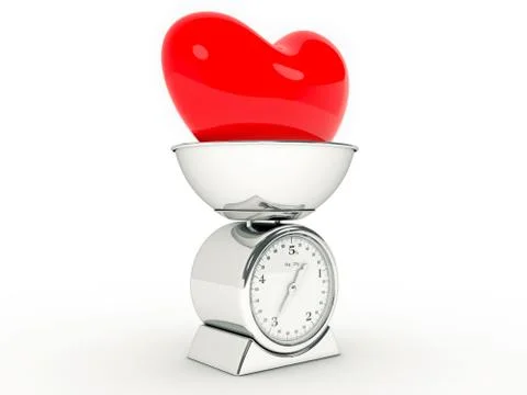 Kitchen scale with giant heart Stock Illustration