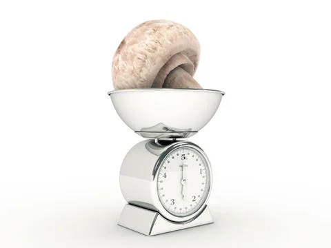 Kitchen scale with giant mushroom Stock Illustration