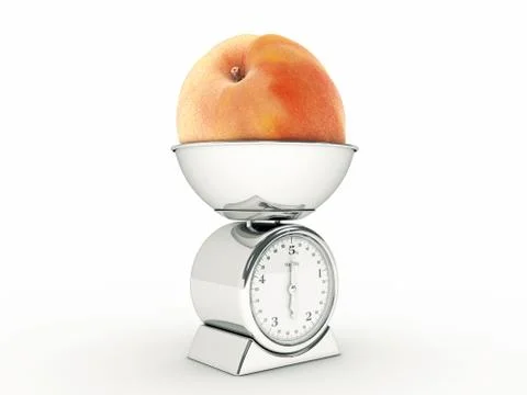 Kitchen scale with Giant Peach Stock Illustration