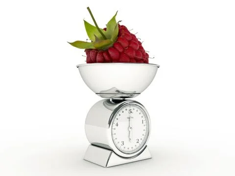 Kitchen scale with giant raspberry Stock Illustration