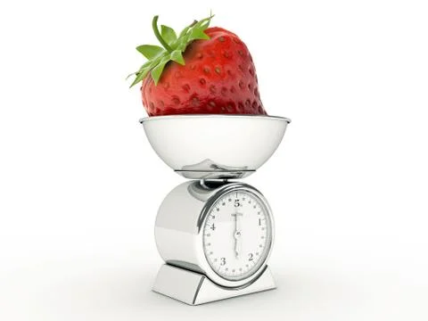 Kitchen scale with giant strawberry Stock Illustration