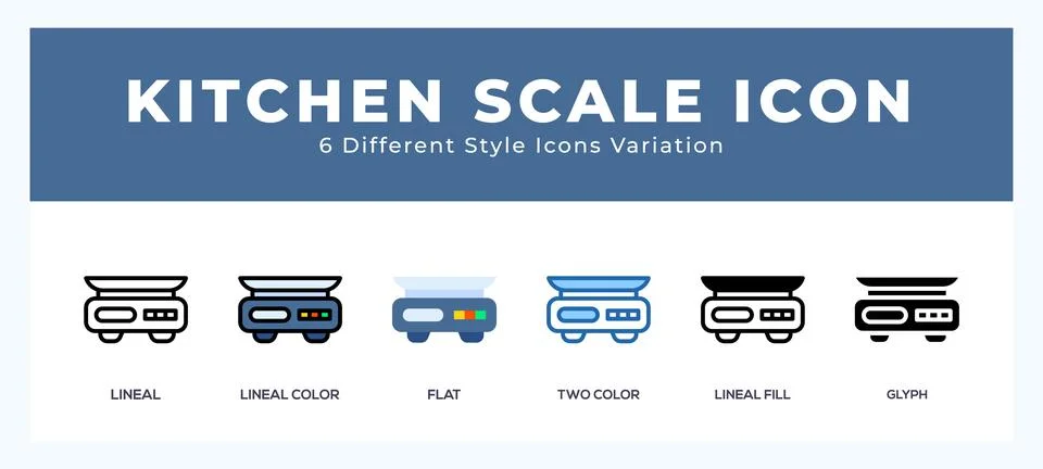 Kitchen scale icon set. Design elements for logo 스톡 일러스트