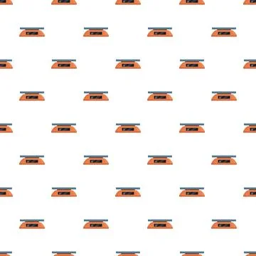 Kitchen scale measuring device seamless pattern on white background Stock Illustration