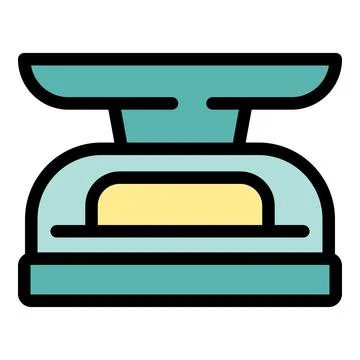 Kitchen scale measuring food weight for cooking and baking Stock Illustration