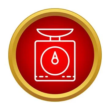 Kitchen scale measuring weight icon on red button Stock Illustration