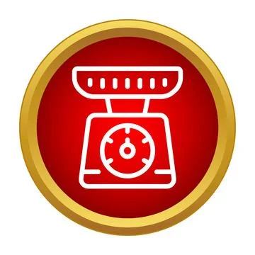 Kitchen scale measuring weight icon on red background Stock Illustration