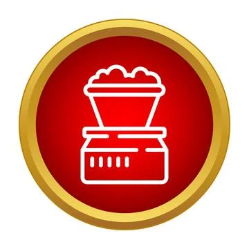 Kitchen scale measuring weight of ingredients icon Stock Illustration
