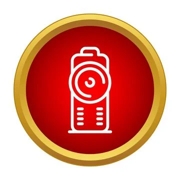 Kitchen scale measuring weight in red circle icon Stock Illustration
