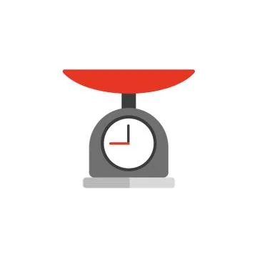 Kitchen scale for products on white background. Vector illustration in trendy Stock Illustration