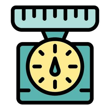 Kitchen scale showing weight measurement icon representing cooking and food.. Stock Illustration
