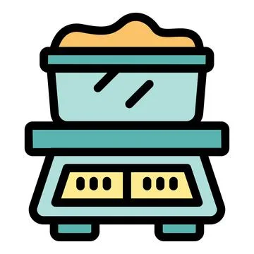 Kitchen scale weighing ingredients for baking bread Illustrazione stock