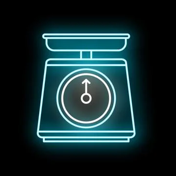 Kitchen scale weighing measuring icon neon light Stock Illustration