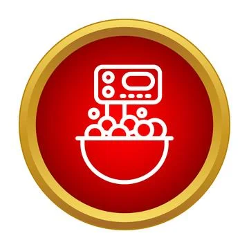 Kitchen scale weighing produce in digital display icon Stock Illustration
