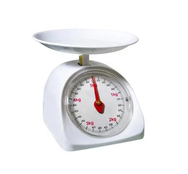 Kitchen scale on white Stock Photos