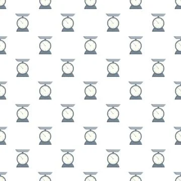 Kitchen scales creating seamless pattern for cooking background Stock Illustration