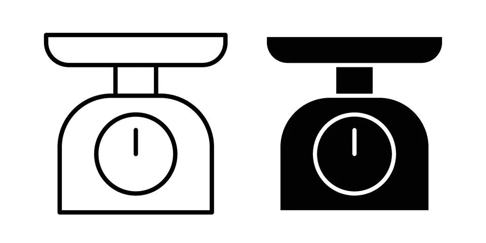 Kitchen scales icon black vector isolated on white Stock Illustration