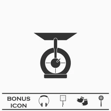 Kitchen scales icon flat. Stock Illustration