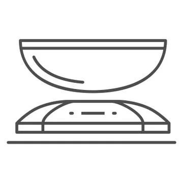 Kitchen scales thin line icon, Kitchen appliances concept, weight scale symbol Stock Illustration