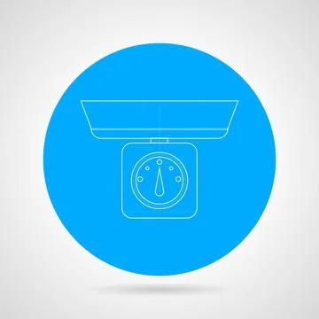 Kitchen scales vector icon Round blue vector icon with white line mechanic... Stock Photos
