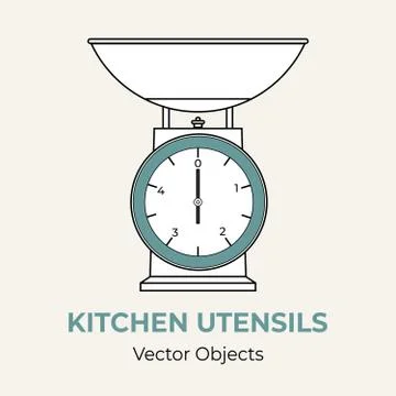 Kitchen scales vector illustration. Vector line illustration isolated Kitchen Stock Illustration