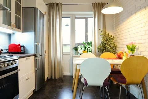 Kitchen in Scandinavian style Stock Photos