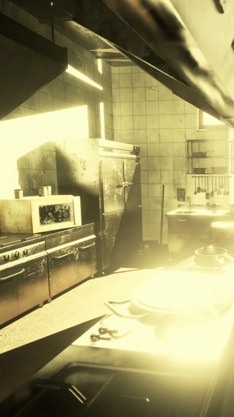 Kitchen scene with appliances and light during the day Stock Footage 337943664