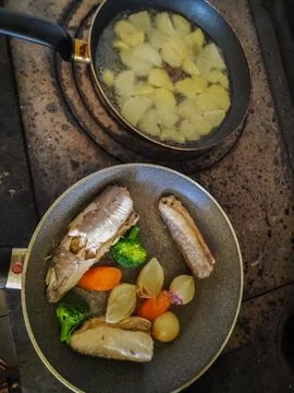 Kitchen Scene Cooking Atmosphere 库存照片