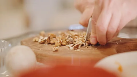 Kitchen scene with dessert elements. Culinary preparation with rustic and Stock Footage 347329786