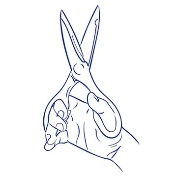 Kitchen scissors in hand Stock Illustration