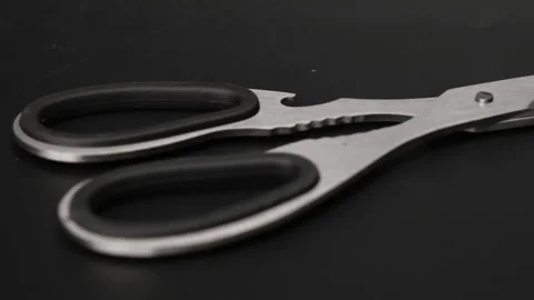 Kitchen scissors shears stainless steel isolated on white background.  Stock Footage 248272751