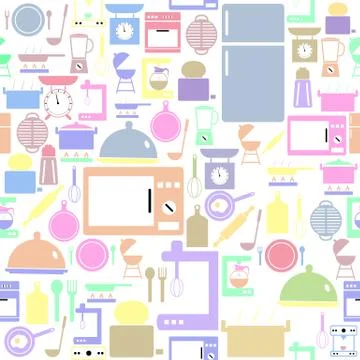 Kitchen seamless pattern background icon. Stock Illustration