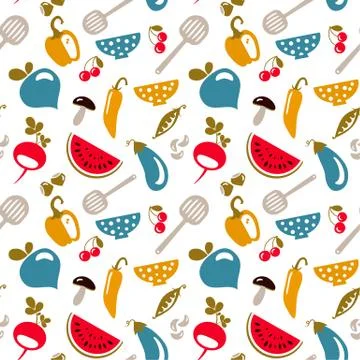 Kitchen seamless pattern decorative design Stock Illustration