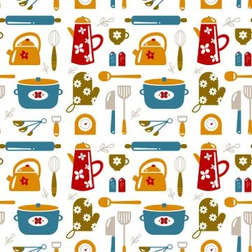 Kitchen seamless pattern decorative design Stock Illustration