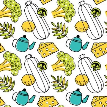 Kitchen seamless pattern design graphic Stock Illustration