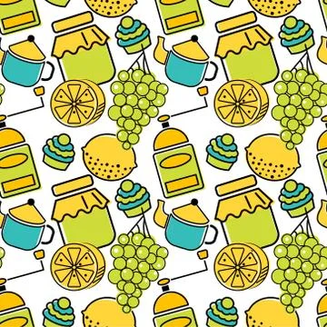 Kitchen seamless pattern design graphic Stock Illustration