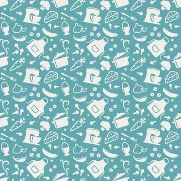 Kitchen seamless pattern. Vector background. Stock Illustration