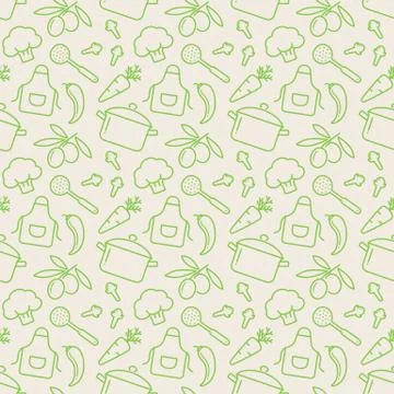 Kitchen seamless pattern. Vector background. 스톡 일러스트