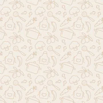 Kitchen seamless pattern. Vector background. 스톡 일러스트