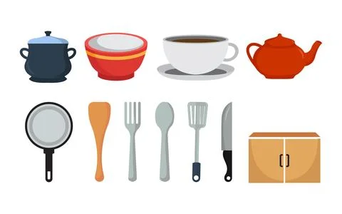 Kitchen set element vector collection 库存插图