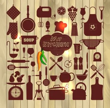 Kitchen set icon Stock Illustration